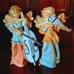 Italy Angel Figurines with Musical Instruments Ornaments Fontanini Depose